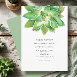 Invitación Suculenta ducha de novia con color de agua verde