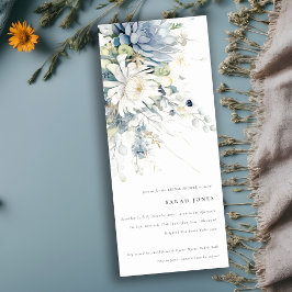Invitación Suculenta ducha de novia floral suave azul verde