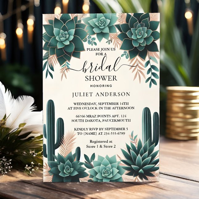 Invitación Suculenta ducha de novias en el desierto del Boho  (Subido por el creador)