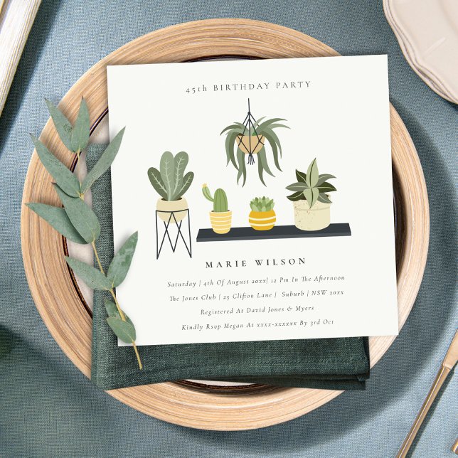 Invitación Suculenta planta de Leafy puteada, cualquier cumpl (Subido por el creador)