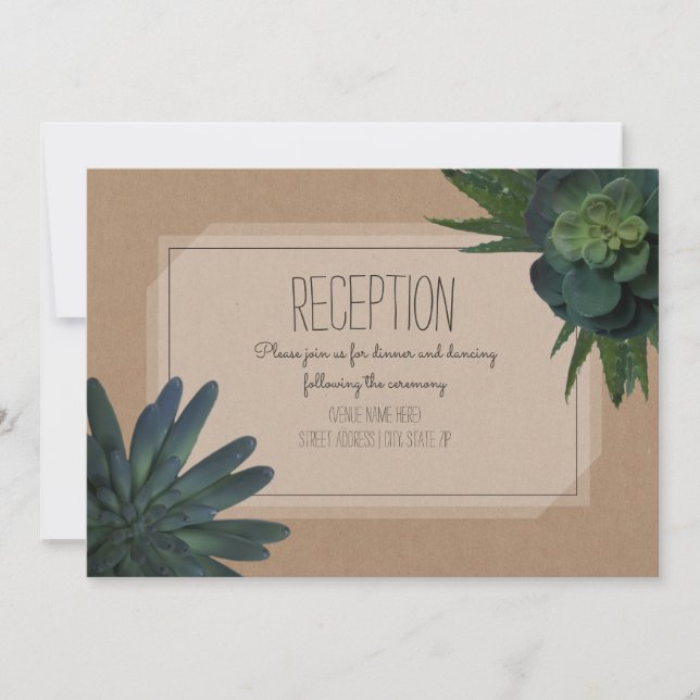Invitación Suculenta recepción de bodas inspirada en el Cards (Anverso)