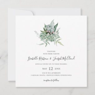 Invitación Suculenta vegetación   Boda de la Plaza Verde Oscu