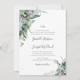 Invitación Suculenta vegetación | Monograma tradicional Boda