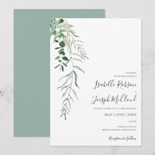 Invitación Suculenta vegetación   Sage Green Casual Boda