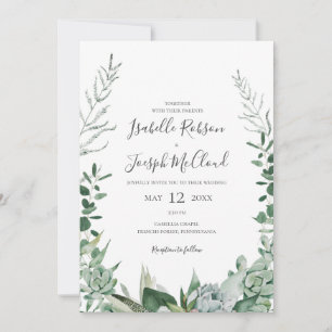 Invitación Suculenta vegetación   Todos En Un Boda