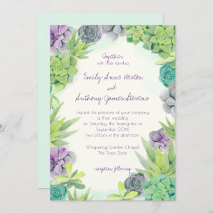 Invitación Suculentas acuarela Boda