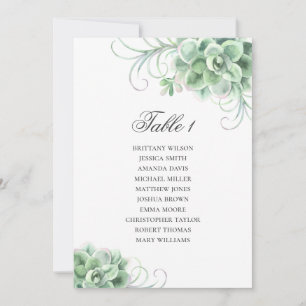 Invitación Suculentas acuarela. Gráfico de asientos de boda d