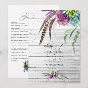 Invitación Suculentas Acuarela Mística Boda Bohemio
