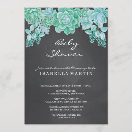 Invitación Suculentas Chalkboard Baby Shower - Neutral de gén