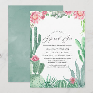 Invitación Suculentas de Acuarela Bebe y Ve