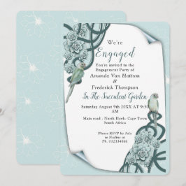 Invitación Suculentas de azul menta a verde pino