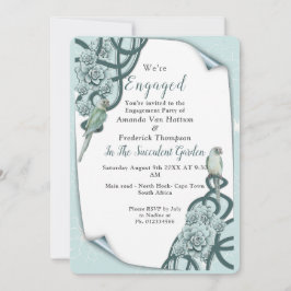 Invitación Suculentas de azul menta a verde pino