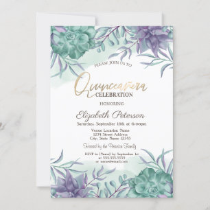 Invitación Suculentas de desierto en acuarela Quinceañera