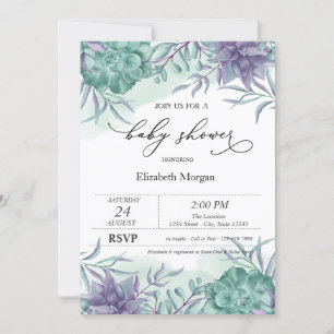 Invitación Suculentas Elegantes para Baby Shower del Desierto