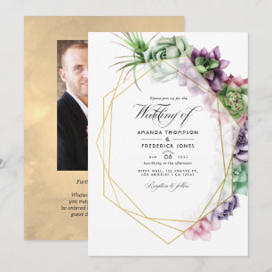 Invitación Suculentas geométricas Herbarium Jardín de Boda