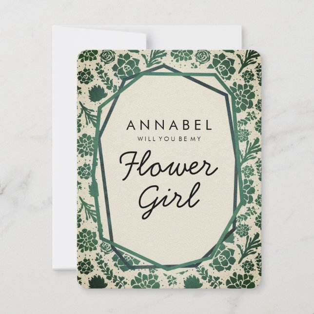 Invitación Suculentas La Voluntad Natural Eres Mi Niña Flor (Anverso)