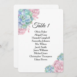 Invitación Suculentas rosadas azules. Gráficos de asientos de