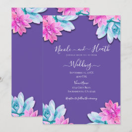 Invitación Suculentas Rosadas Purpura Boda Moderna Fiesta