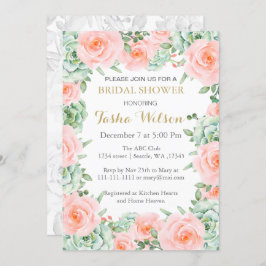 Invitación suculentas rosas de melocotón Bridal Shower Invite