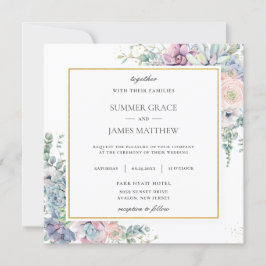 Invitación Suculentas Rubor Floral Greenery Boda Square
