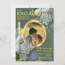 Invitación Suculentas tonalidades de azul pálido