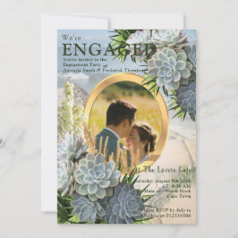 Invitación Suculentas tonalidades de azul pálido