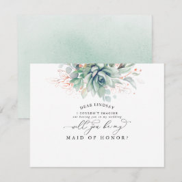 Invitación Suculentas Verde Hojas Propuesta Dama de Honor