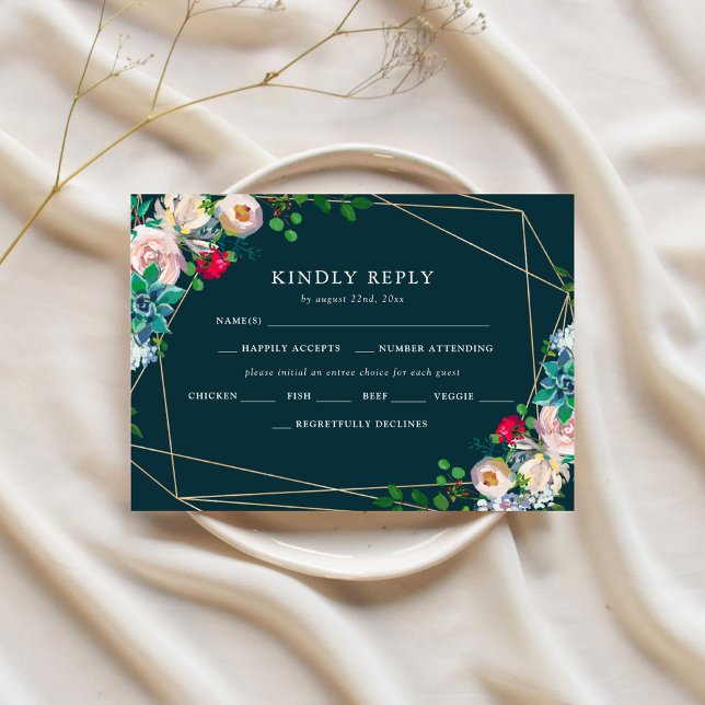 Invitación Suculentas y Boda de Moda de oro RSVP (Subido por el creador)