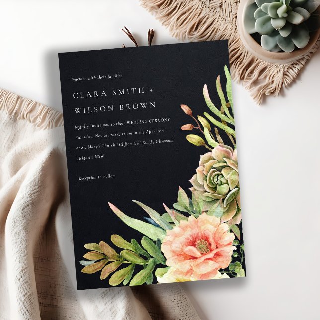 INVITACIÓN SUCULENTE BODA DE FOLIAGE DE CACTI DESERTO DE RUBO (Subido por el creador)