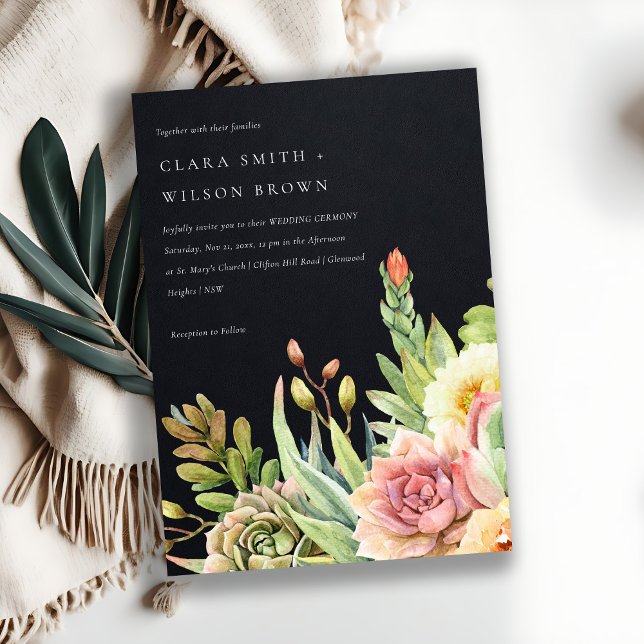 INVITACIÓN SUCULENTE BODA DE FOLIAGE DE CACTI DESERTO DE RUBO (Subido por el creador)