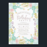 Invitación Suculento acuarela de jardín | Fiesta de cumpleaño<br><div class="desc">Por Honey & Birch Studios</div>