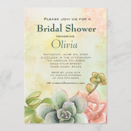 Invitación Suculento acuarela Floral Bridal Shower