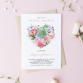 Invitación Suculento acuarela Floral Corazón Bridal Ducha