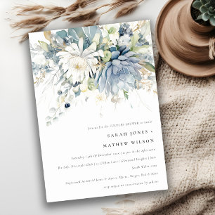 Invitación Suculento azul azul suave de color verde ducha de 