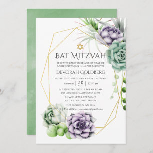 Invitación Suculento Bat Geométrico Mitzvah