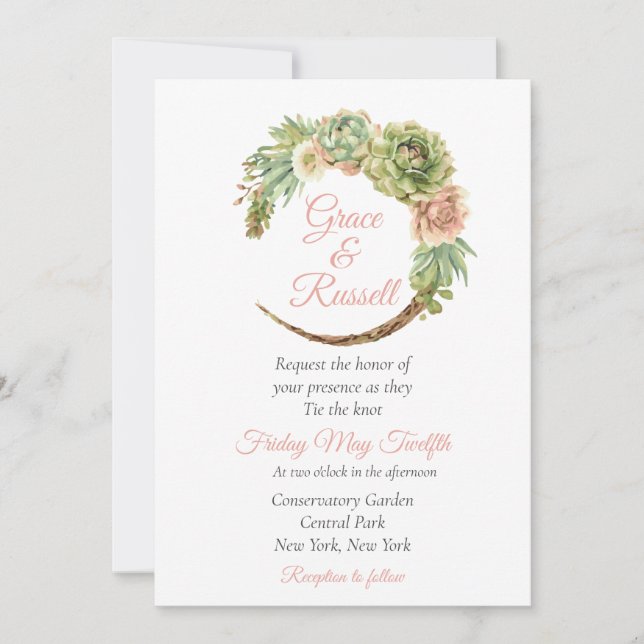 Invitación Suculento Boda (Anverso)