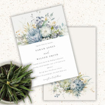 Suculento Boda botánico floral suave azul verde