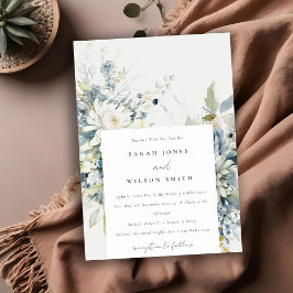 Invitación Suculento Boda botánico floral suave azul verde