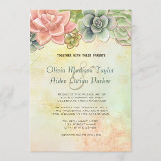 Invitación Suculento Boda de acuarela floral - opción 2