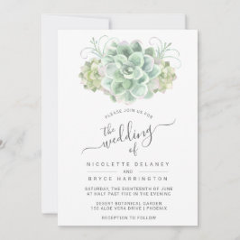 Invitación Suculento Boda de Bouquet Verde Botánico