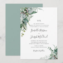 Invitación Suculento Boda de Monograma Verde Sage Greenery