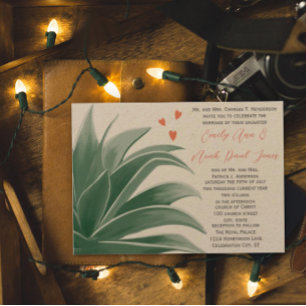 Invitación Suculento Boda de un país rústico verde azulado