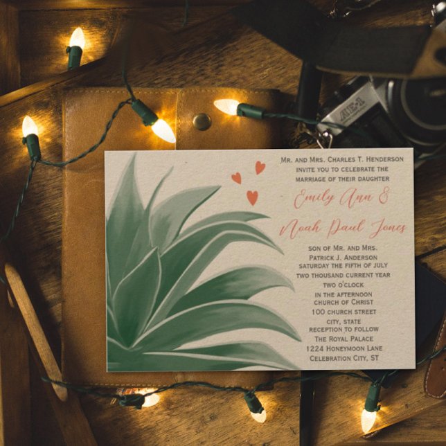 Invitación Suculento Boda de un país rústico verde azulado (Subido por el creador)