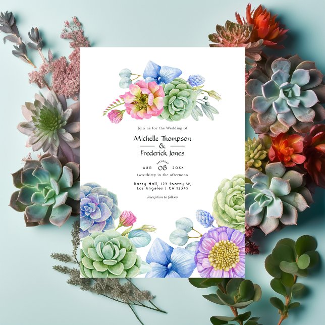 Invitación Suculento Boda floral de moda (Subido por el creador)