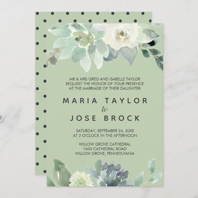 Invitación Suculento Boda formal de la vegetación (Anverso / Reverso)