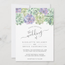 Invitación Suculento Boda púrpura verde botánico