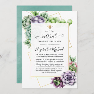 Invitación Suculento Boda virtual geométrico en línea