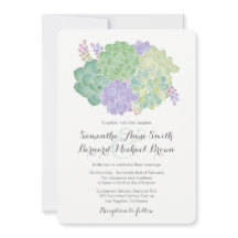 Suculento Bouquet Elegant Wedding Invitation