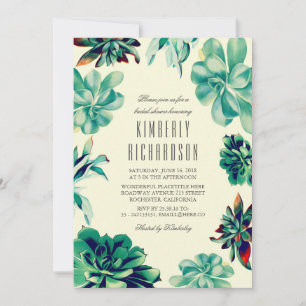 Invitación Suculento Bouquet - Floral Verde azulada ducha nup