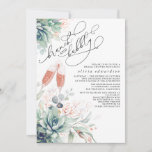 Invitación Suculento Brunch de Verdor y ducha Bubbly Bridal<br><div class="desc">Rosa de hojas de oro suculentas brunch verde y burbujeantes invitaciones a la ducha de novias</div>